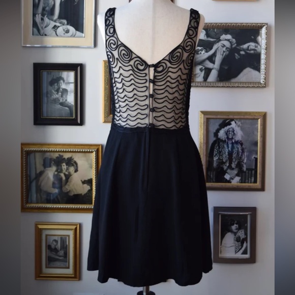 GUNNE SAX 1980's Jessica Mcclintock Vintage Black Mini Dress - Size 7/8 - Picture 13 of 13